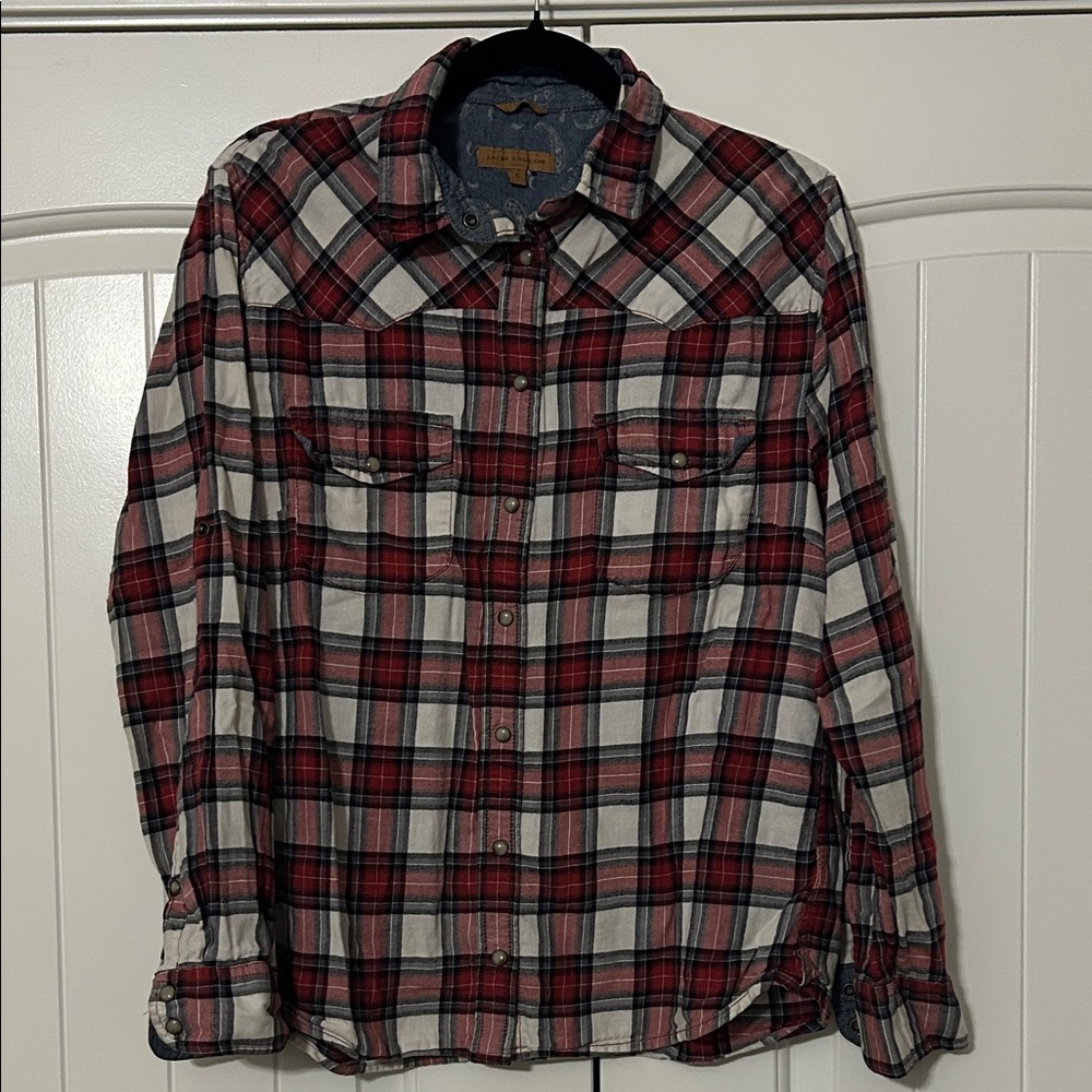 JACHS Girlfriend Red and Black Checkered Button Down Shirt